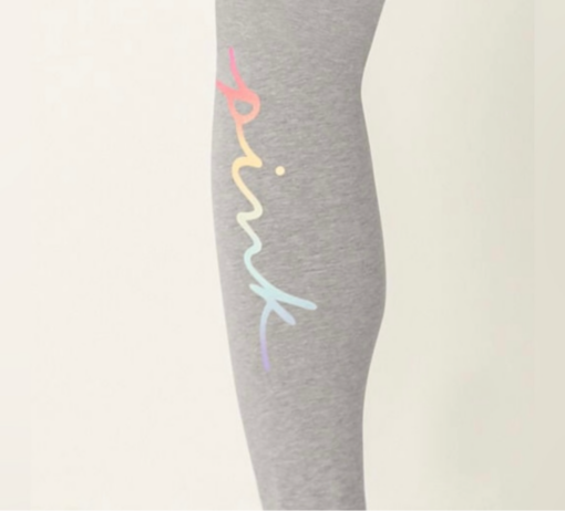 VS PINK Victoria’s Secret Gray Pink Script Logo up Leg Leggings XXL - Image 4