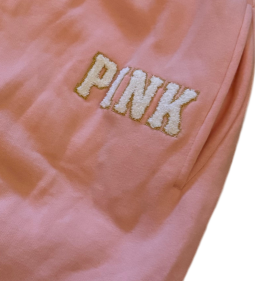 PINK Victoria’s Secret Fleece Chenille Logo sweatpant XXL - Image 2