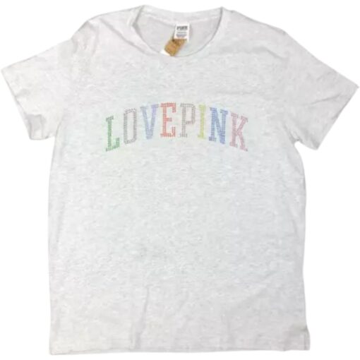 PINK Victoria’s Secret Love Pink Bling Logo Shirt M - Image 2