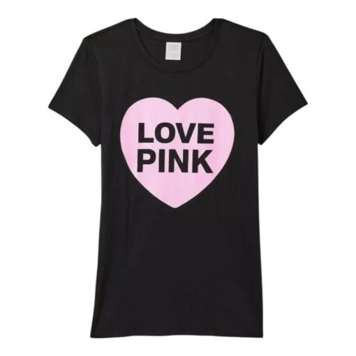 VICTORIA'S SECRET PINK Cotton Tee Shirt LOVE PINK Heart