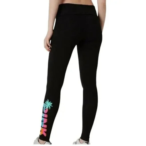 Victoria's Secret Pink Mid Rise Fold over Leggings Black PINK Palm Tree Logo ASSORTED SIZES - Image 2