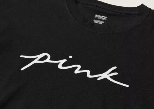 Victoria’s Secret Pink Long Sleeve Campus T-Shirt Pink Script Logo - Image 2